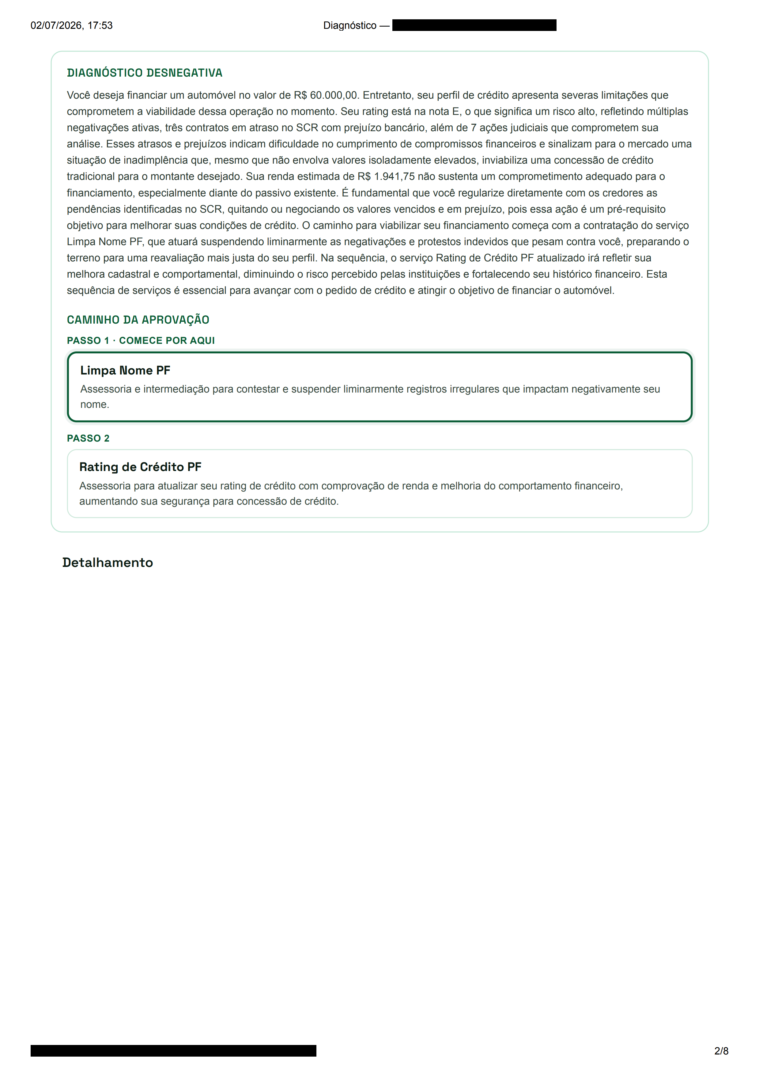 Modelo do Diagnóstico Financeiro - página 2