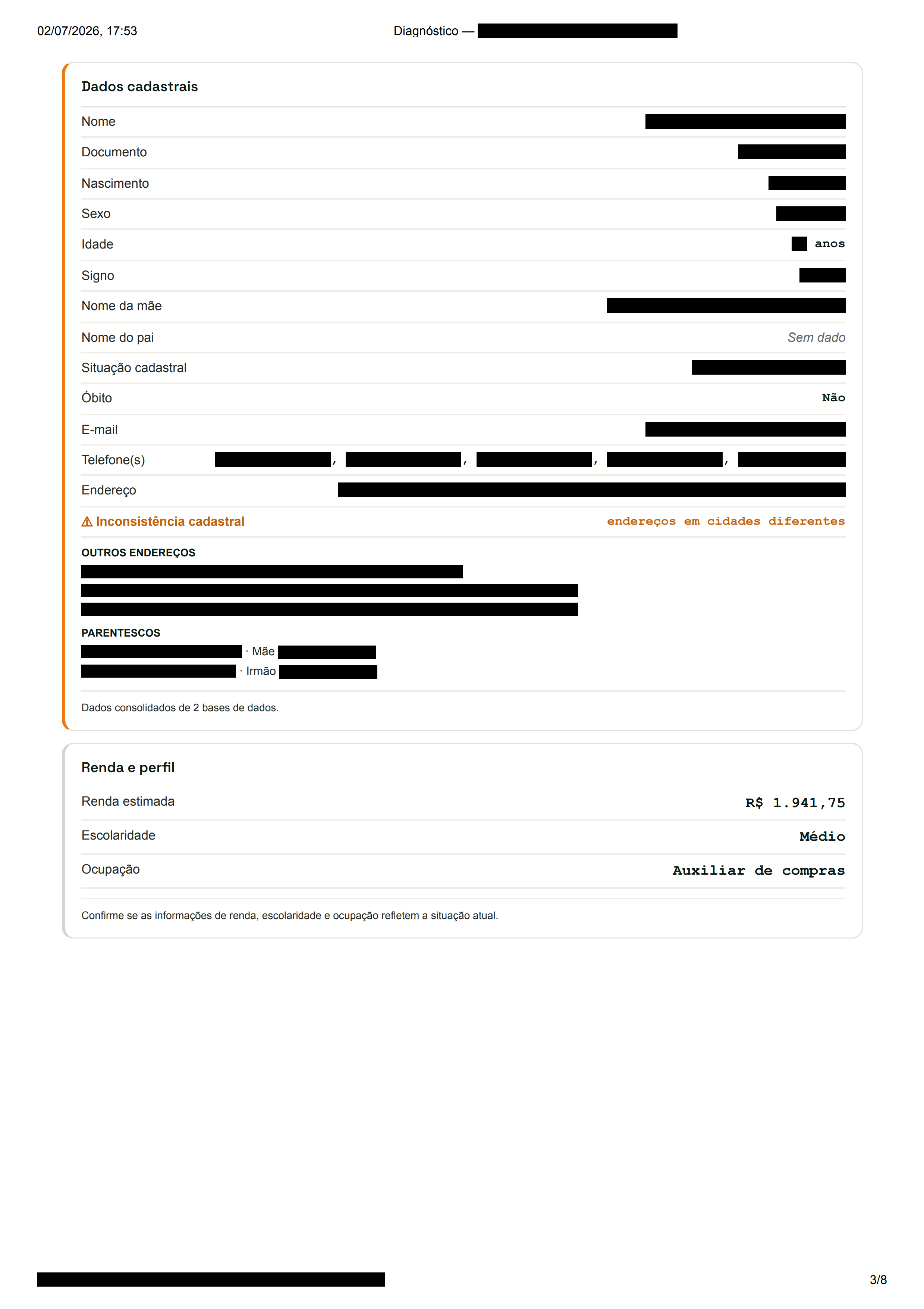 Modelo do Diagnóstico Financeiro - página 3